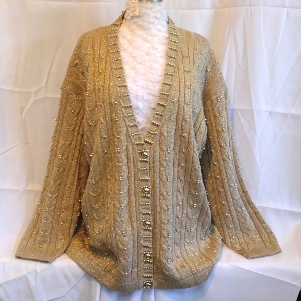 FITTING image beaded sweater size 22/24 gold color